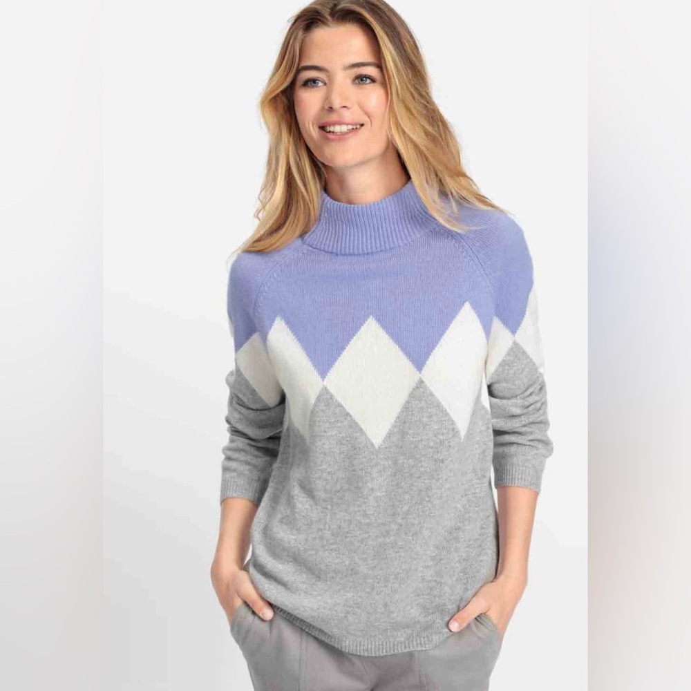 Olsen Europe Argyle Mockneck Sweater Size 36